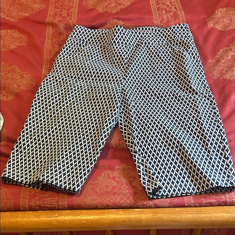 Navy and White Women's Shorts